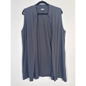 J. Jill Womens Gray Open Front Sleeveless Cardigan Vest Stretch Rayon Large